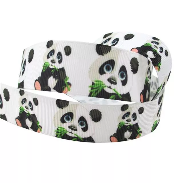 Panda ribbon printed grosgrain 25mm 2 metres