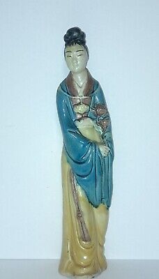 Antique Chinese Female Woman Statue Figure Figurine Glazed 11 3/4" Tall