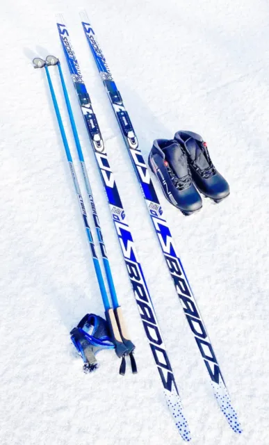 Langlaufski Set Ski+Schuhe+Bindung+Stöcke Größen 43,44, Skier 200cm