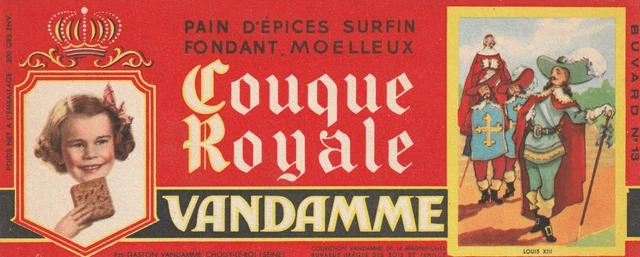 A60 Ancien Buvard Pain d'épices VANDAMME _ Rois de France # 13 *** Buvard ancien