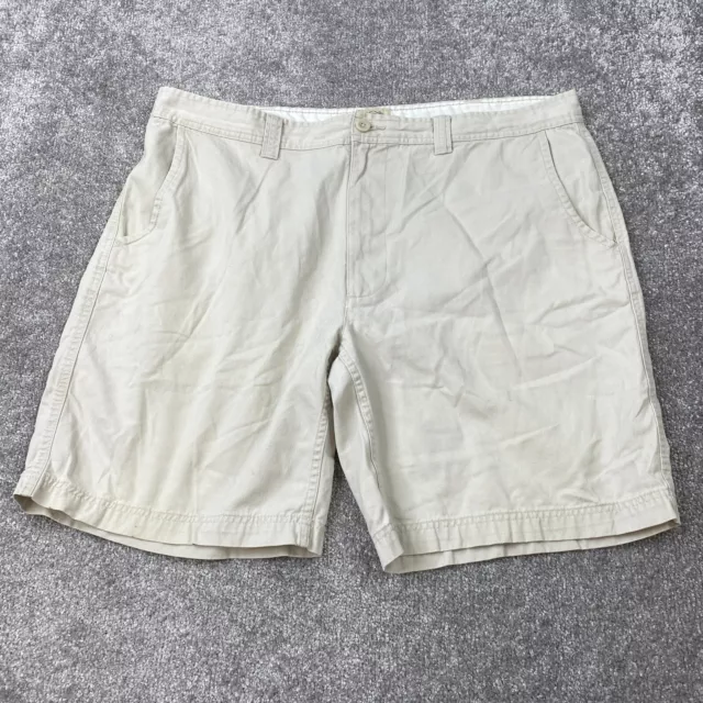 St. John's Bay Chino Shorts Men's Size 42X9 Beige Slash Pocket Flat Front Cotton