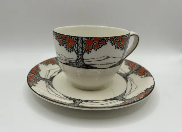 Art Deco Crown Ducal A1211 Orange Tree Tea Cup & Saucer