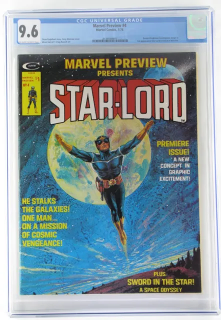 1st App/Origin Star-Lord, Marvel Preview 4 1/76, Guardians of the Galaxy CGC 9.6