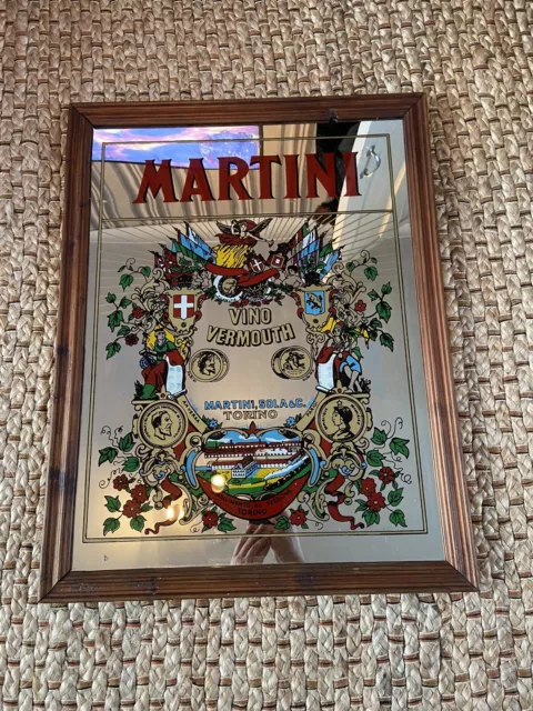 Vintage Large Martini Mirror L65xW50cm Retro Bar Pub Display Advert Man Cave