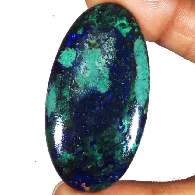 (27x51x04 MM Taille) 63.65 Cts. Naturel Azurite Malachite Ovale Cabochon Gemme