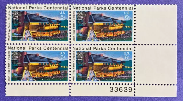 Scott #1452 - MNH Plate Block - National Parks, Wolf Trap Farm  - 1972 Issue