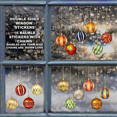 15 pegatinas de ventana de construcción de vidrio de Navidad de doble cara - no reutilizables - uv2207