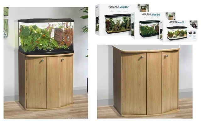 Marina Vue Fish Tank Black Aquarium Cabinet Led Filter Coldwater Tropical