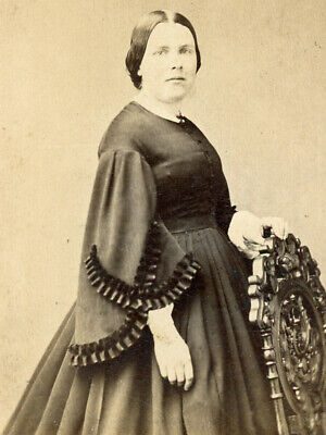 1860s CDV FINE LADY BY CHAIR BY JORDAN OF NEW YORK CITY