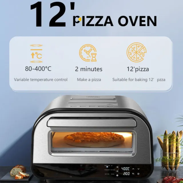 220v Commercial Electric Single Layer Stainless Steel Pizza Oven 1700w