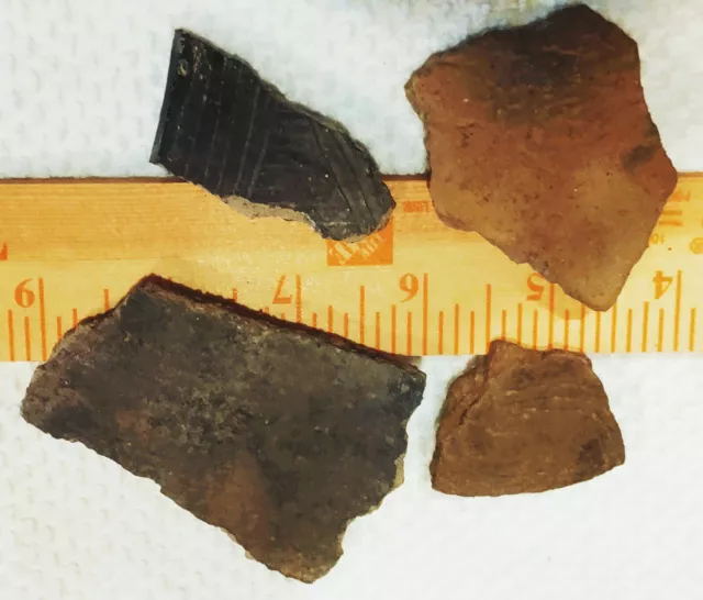 4 COOL Pottery Shards Pre-1600 Iroquoian