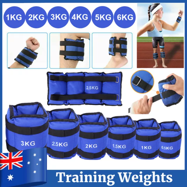 2Pcs 1-6kg Ankle Wrist Weights Straps GYM YOGA Equipment Fitness Training Leg AU