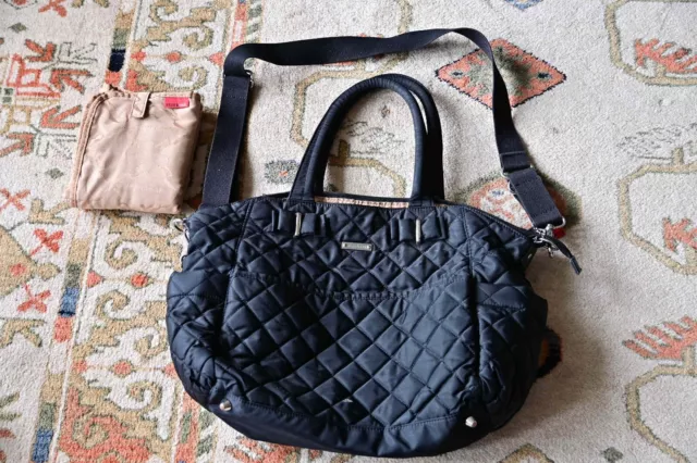 Storksak Baby Change Bag Black Quilted 46 x 30cm +  Lightweight Washable Change