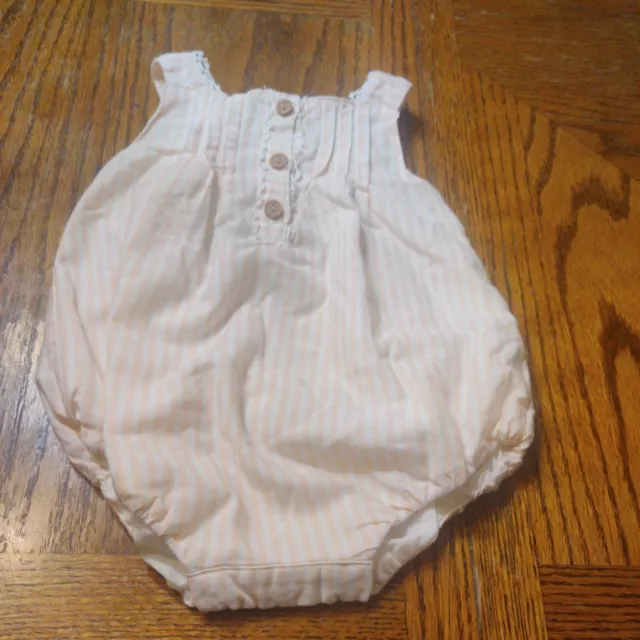 Piper & Posey Baby Girl Bubble Romper 0-3 Months Pink & White Striped