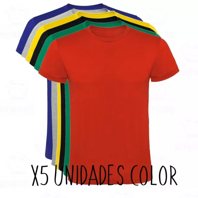 Camiseta Manga Corta Lisa x5 Unidades Mismo Color hombre pack lote