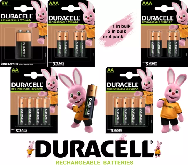 DURACELL® AAA AA 9V Rechargeable Batteries Ultra Plus NiMH Duralock Pre Charged