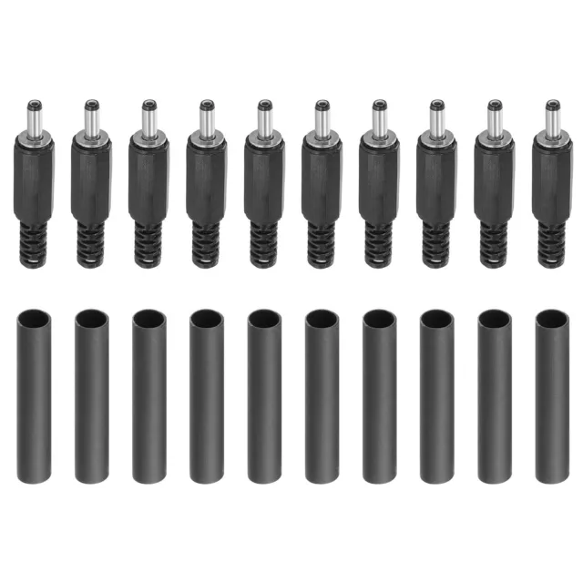 3.5x1.35mm DC Male Plug, 10 Pack DIY DC Barrel Connector with Heat Shrink Tube