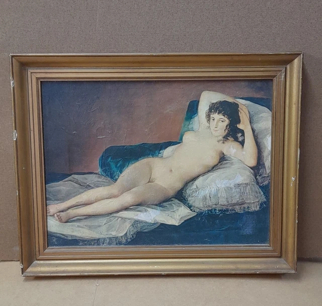 Dipinto  Su Tela Ad Olio Della " MAJA DESNUDA" FRANCISCO GOYA Anni 60. Mis. ...