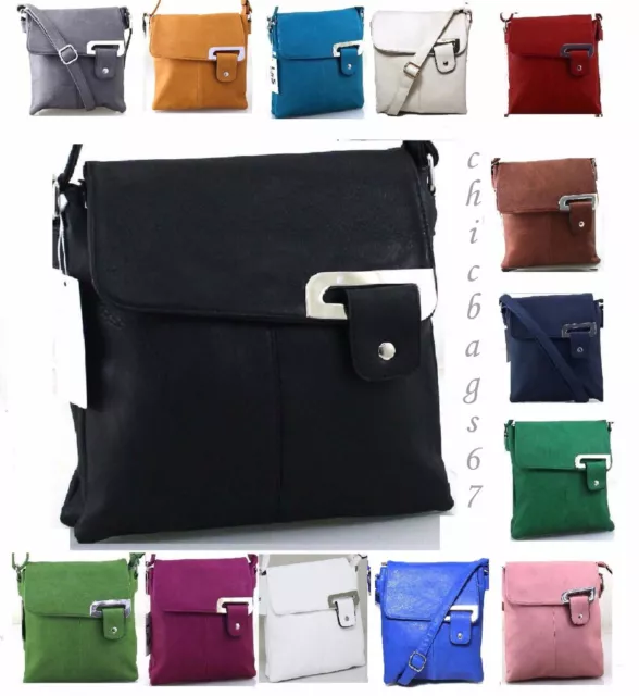 Ladies Faux Leather Casual Messenger Satchel Shoulder Cross body Bag Handbag UK