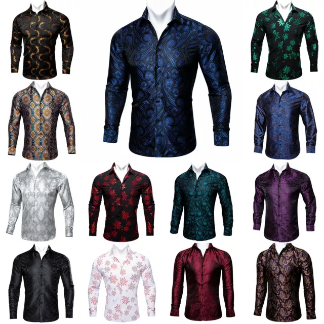 Merry Christmas Hot Sale Mens Silk Shirt Long Sleeve Tops New Fashion Shirts