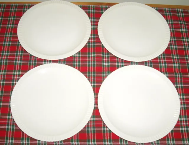 Vintage Syracuse China WHITE Shelledge 8" Plates  ~ Set of 4 ~
