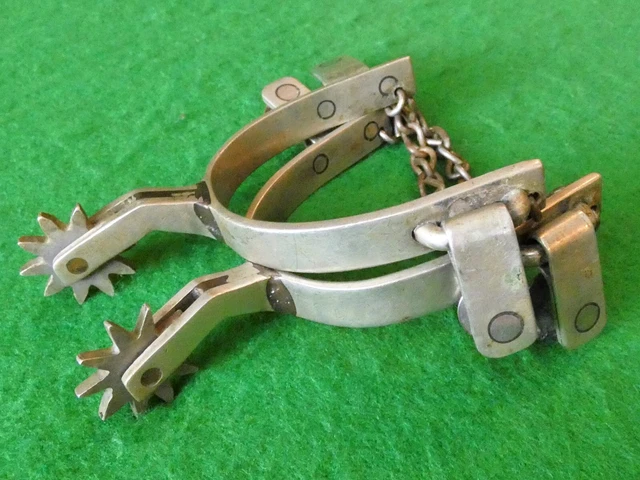 Vintage Pair Ricardo Nickel Silver Western Cowboy Spurs
