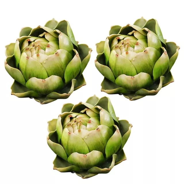 3Pcs Green Artificial Artichoke Plastic Flower Artichoke for Home P3H4