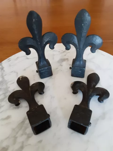 VINTAGE DECORATIVE FINIALS - 4 PC SET- Black finish Cast Iron - Architectural
