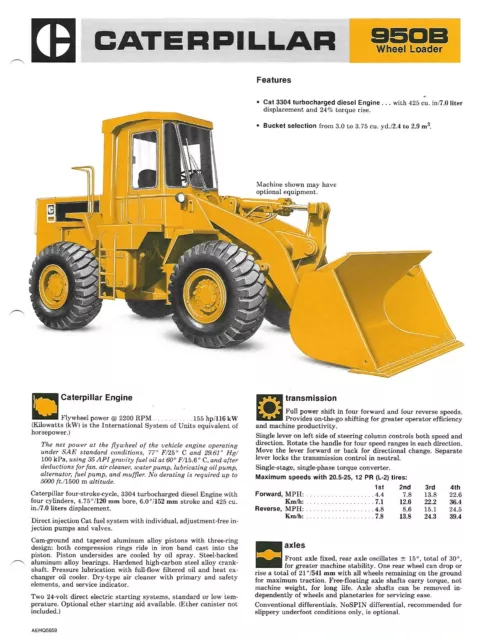 Equipment Brochure - Caterpillar - 950B - Wheel Loader - c1985 (E7466)