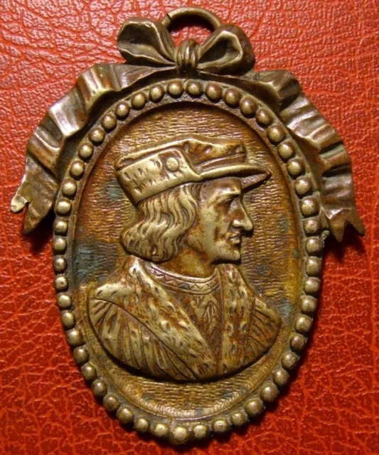 Antigüedad Rey De Francia Louis XII Raro Placa Colgante Medalla A Identificar