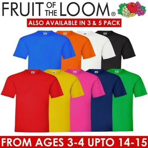 Frutta Di The Loom Ragazzi Bambini T-Shirt 3 & 5 Pacco Semplice Corto Maniche