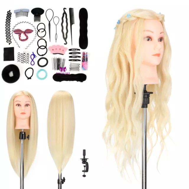 26 -28 inch 70% Real Hair Training Head Hairdressing Cosmetology Mannequin Doll
