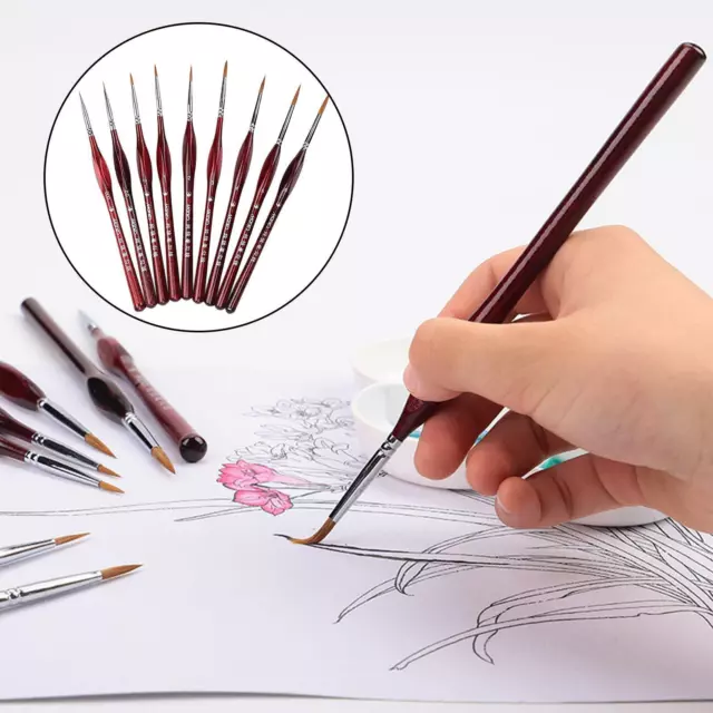 9 Stücke Künstlerfarbe Pinsel Wolf Haar Feine Linie Zeichnung für Acryl,