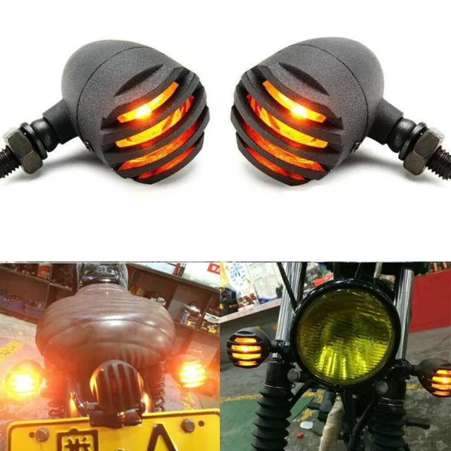 Motorcycle Turn Signals Light Amber Lamp For Bobber Chopper Cafe Racer