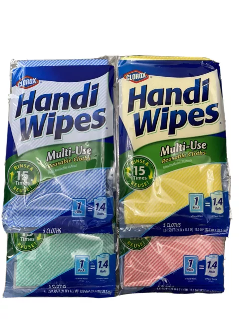 Handi Handy Wipes Multi-Use Reusable Cleaning Total 20 Cloths( 4 Packs Of 5)