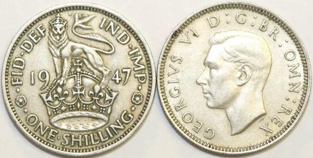 1947 to 1951 George VI Cupro-Nickel English Shilling Your Choice of Date / Year