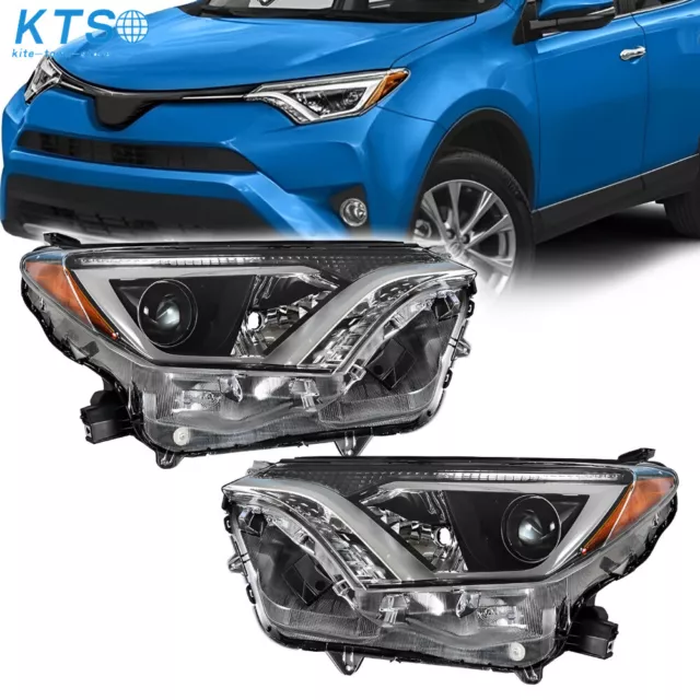 For 2016 2017 2018 Toyota Rav4 Headlights Halogen Projector Headlamp Left+Right