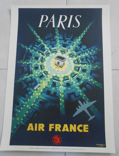Affiche Air France Reedition 2005 Paris Arc De Triomphe   50X70 Cm