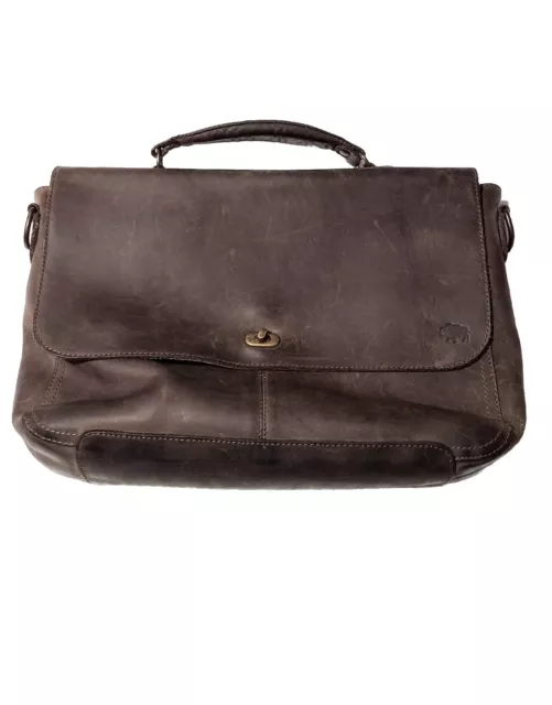 BUFFALO JACKSON Leather Messenger Bag, Dark Brown