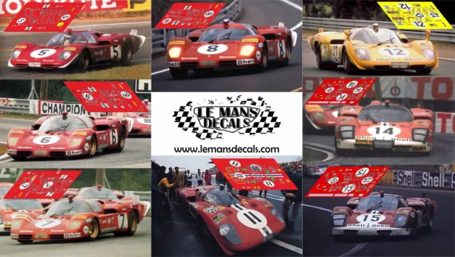 Decals Ferrari 512 Coda Lunga Le Mans 1970 1:32 1:24 1:43 1:18 512 slot calcas