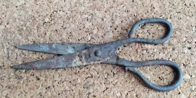 Antique 1800's Primitive  Hand WROUGHT Iron Scissors  Old Shears