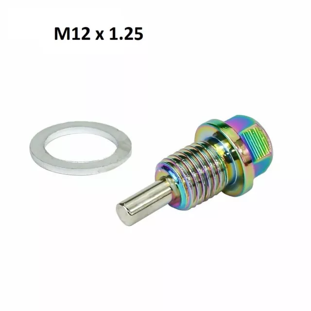 M12 x 1.25 Neo Chrome Magnetic Sump Oil Drain Plug Fits For Toyota Lexus Nissan