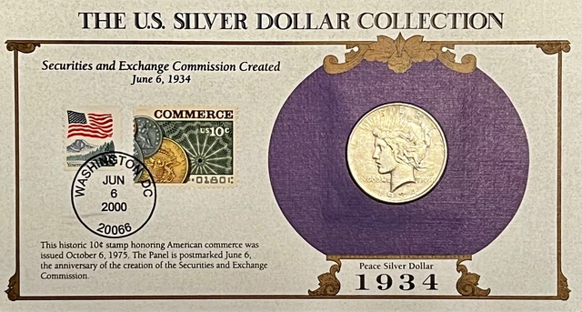 1934 S  Peace Silver Dollar Pcs With Vintage Stamp Coin An Exceptional Coin