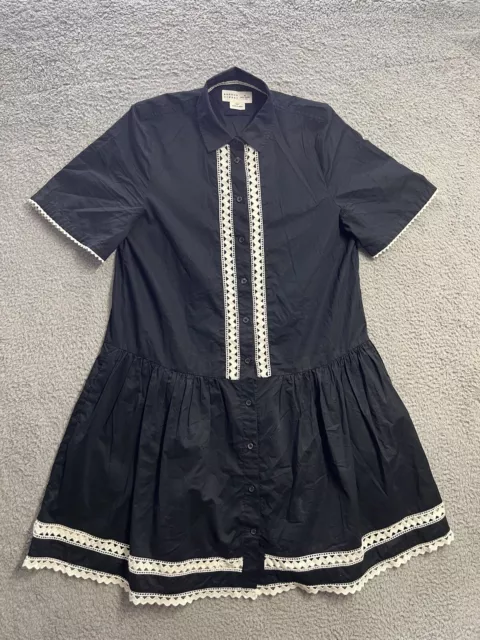 Kate Spade New York Womens Lace Insert Shirtdress Size S Broome Street Black 3