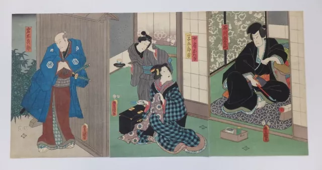 Japanischer Ukiyo-e Nishiki-e Holzschnitt 2-278 Utagawa Toyokuni 1857