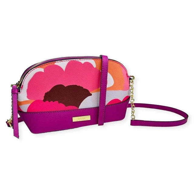 Trina Trina Turk Crossbody Bag Purse Wildflower Purple Pink Floral Large Print