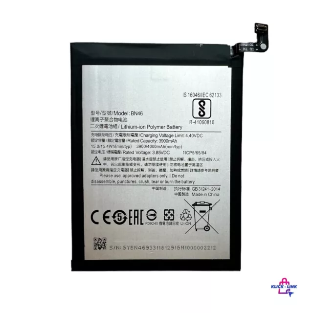 Xiaomi Akku Redmi Note 8T / Note 8 / Note 6  Batterie Battery BN46 Ersatz NEU