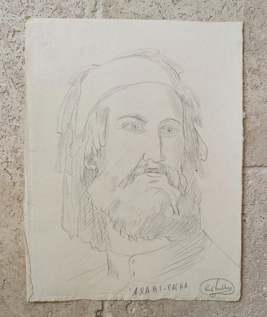 Dessin Au Crayon Signé René Thiry - Portrait De Léonard De Vinci (XIXème Siècle) - Original