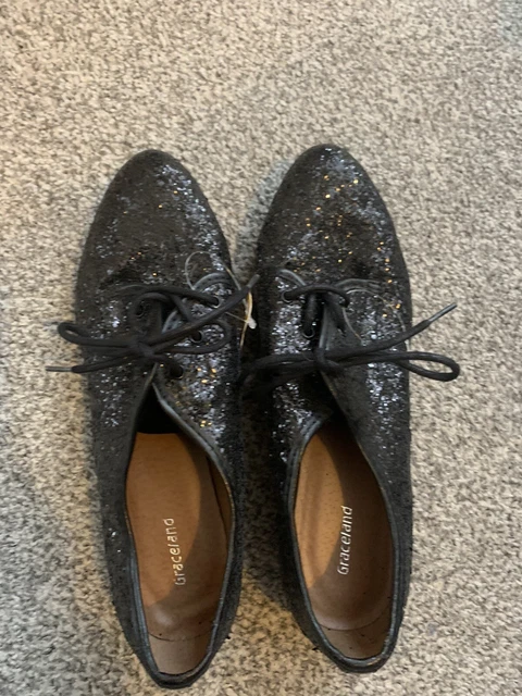 GRACELAND LADIES BLACK Glitter Shoes Size 7 Brand New 5.00 PicClick UK
