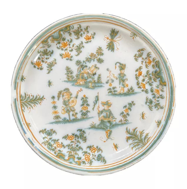 18th century Moustiers Faience Plate.  Olerys & Laugier. Marked: OLG